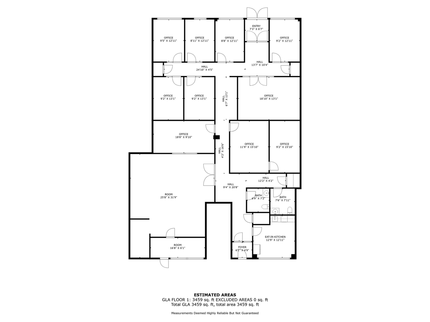 Suite 106 floor plan, 3,459 sq ft GLA